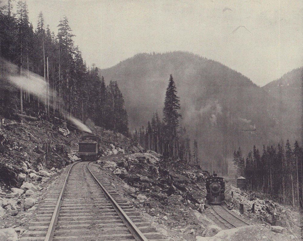 Associate Product Great Northern Railway switchback, Cascade Mountains, Washington. STODDARD 1895
