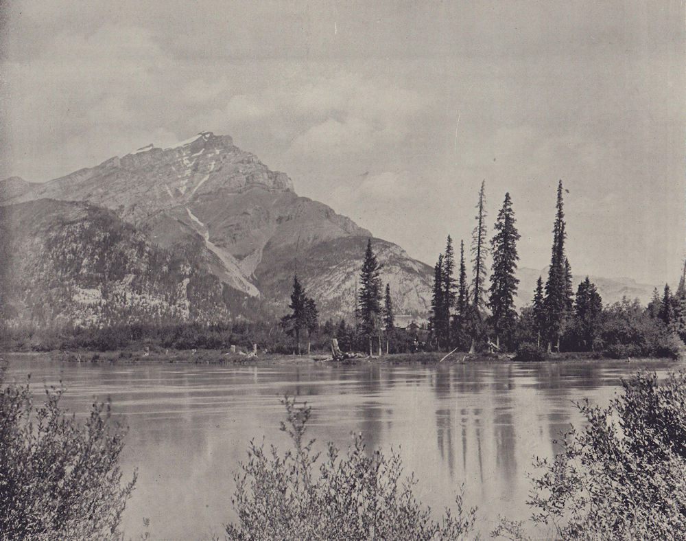 Cascade Mountain, Bow River, Banff National Park, Alberta. STODDARD 1895 print