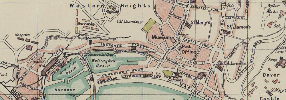 DOVER town city plan. Kent 1920 old antique vintage map chart