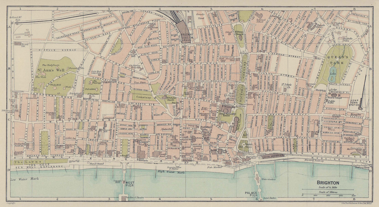 BRIGHTON town city plan. Sussex 1920 old antique vintage map chart