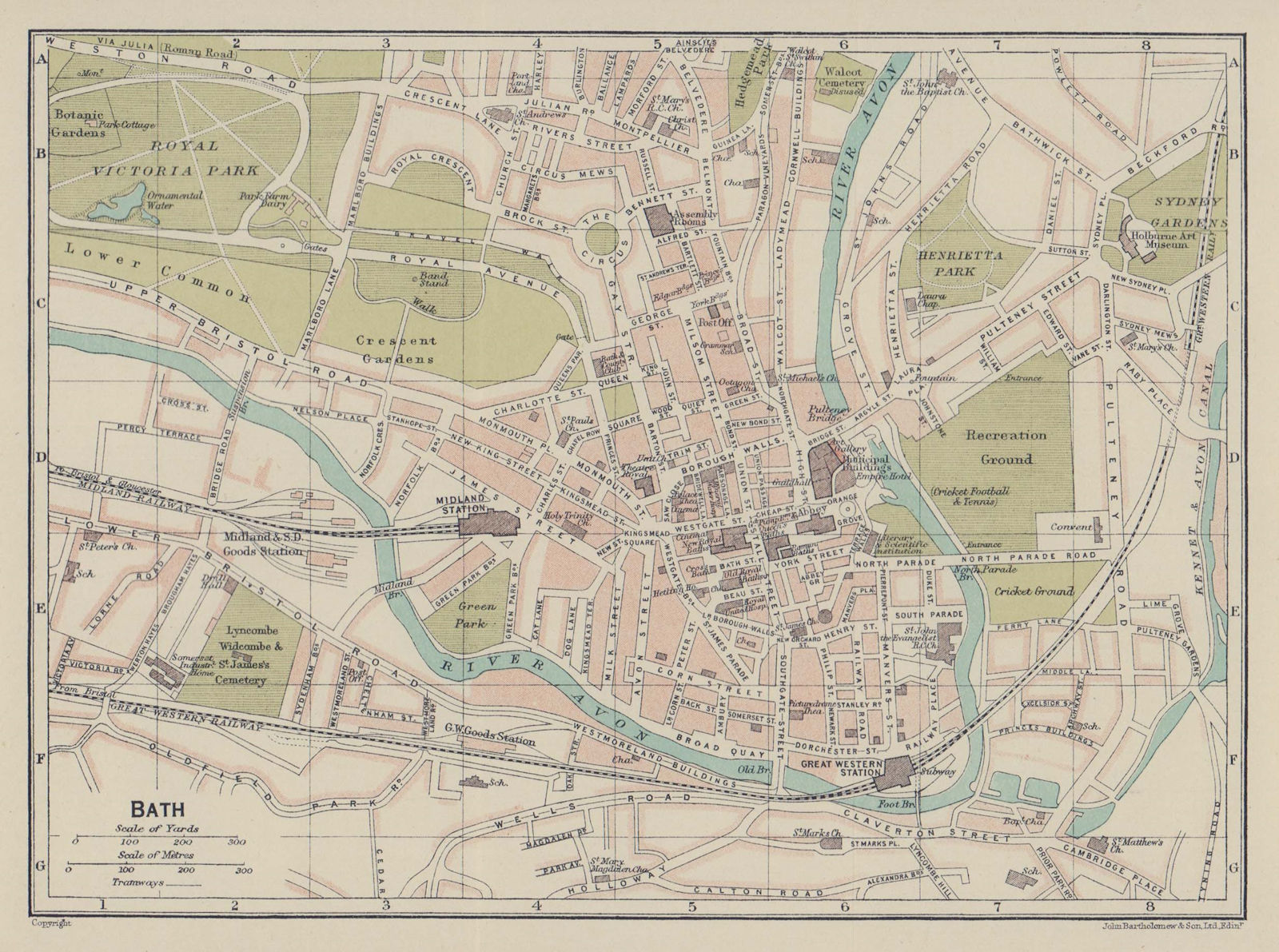 BATH town city plan. Somerset 1920 old antique vintage map chart