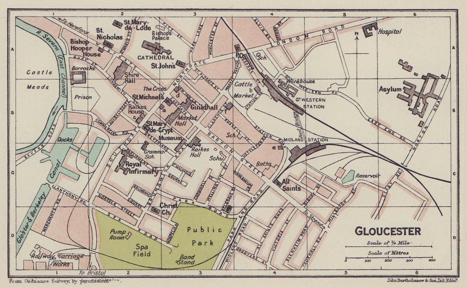 GLOUCESTER town city plan. Gloucestershire 1920 old antique map chart