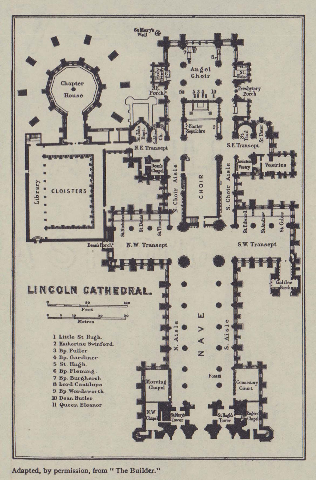 Associate Product Lincoln Cathedral ground floor plan. Lincolnshire 1920 old antique map chart