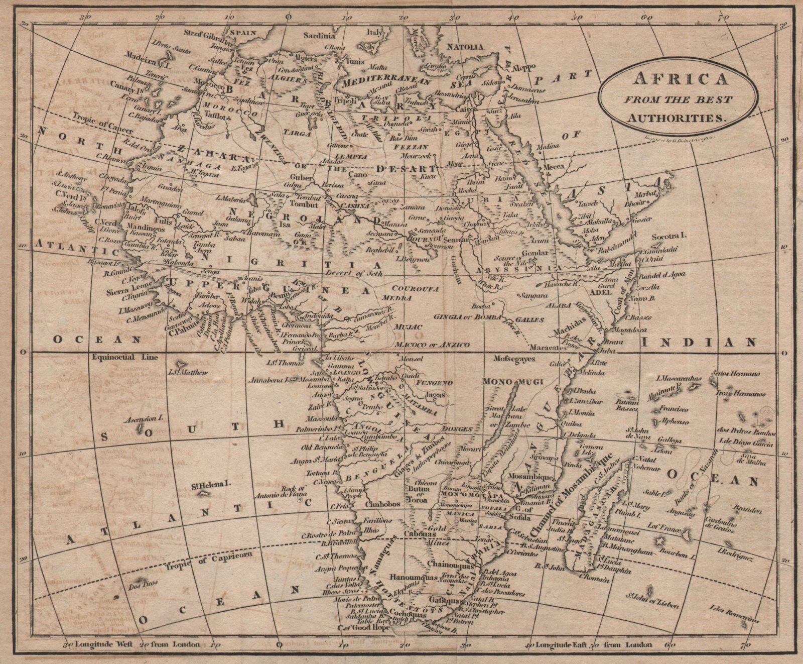 Associate Product Africa from the best authorities by Richard Brookes 1812 old antique map chart