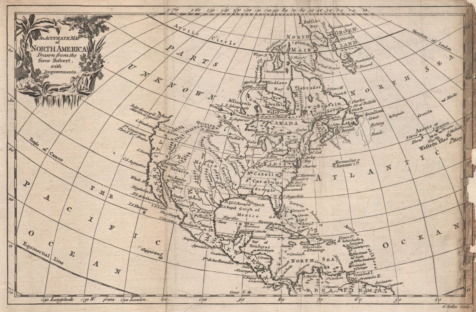 An accurate map of North America drawn from the Sieur Robert… ROLLOS 1766