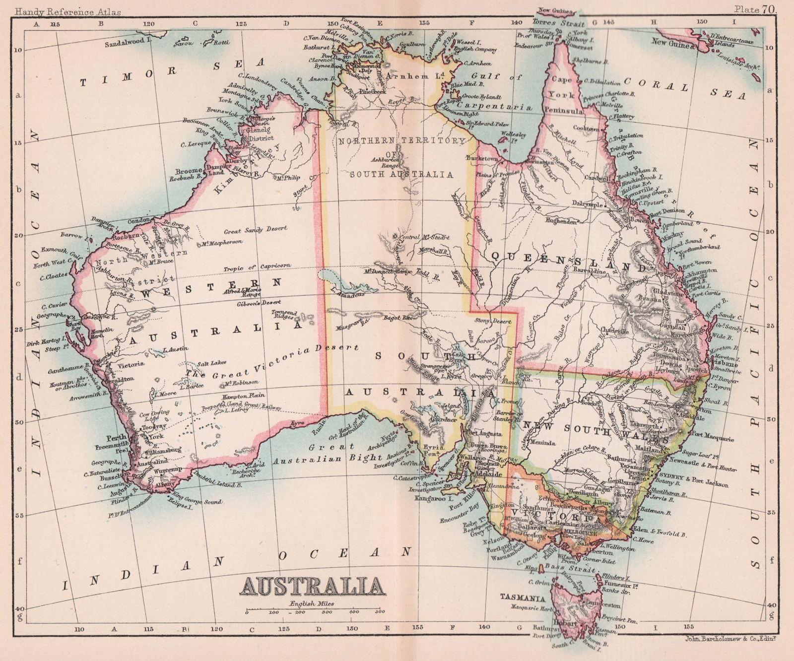 Australia. Proposed Land Grant Railway. BARTHOLOMEW 1893 old antique map chart