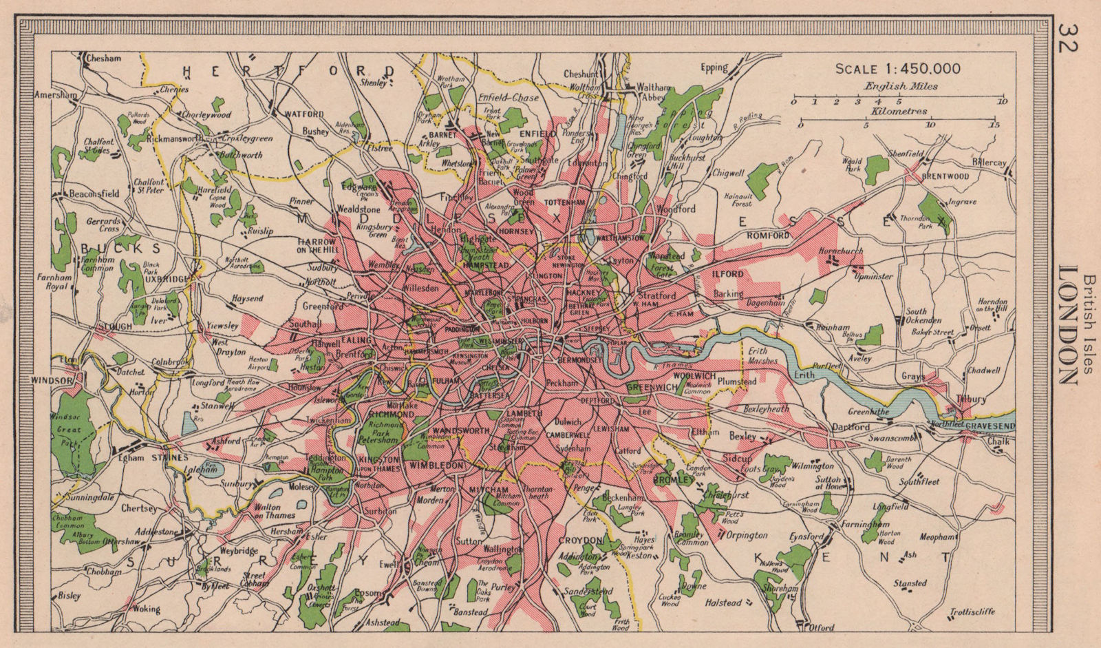 London & environs. BARTHOLOMEW 1949 old vintage map plan chart
