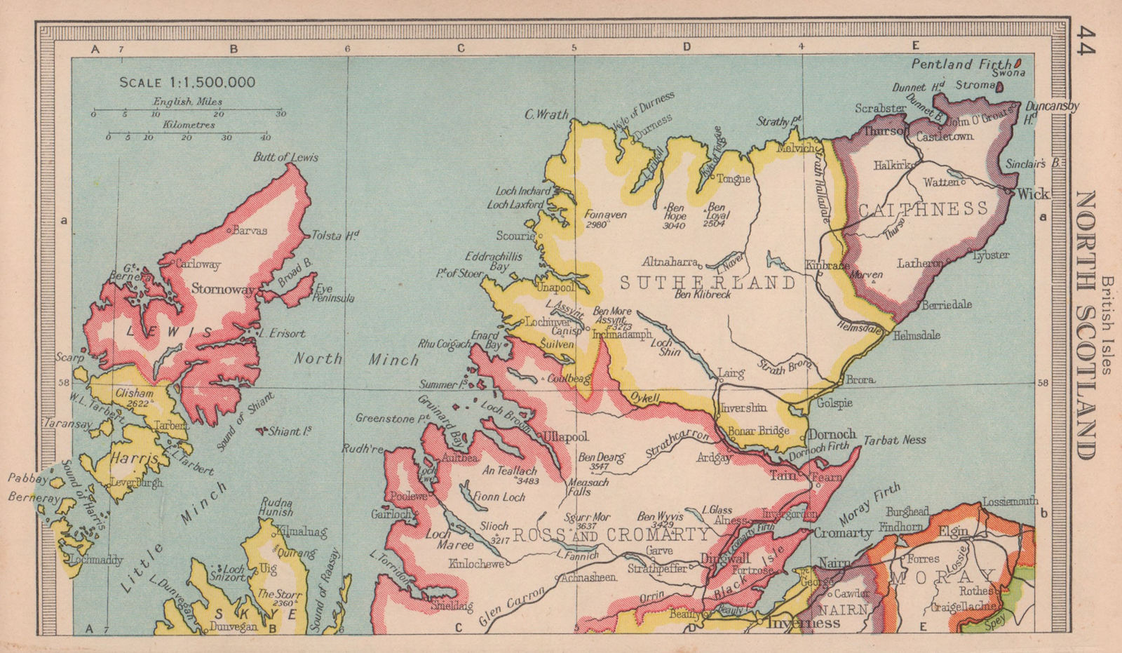 Northern Scotland. Highlands & Islands. BARTHOLOMEW 1949 old vintage map chart