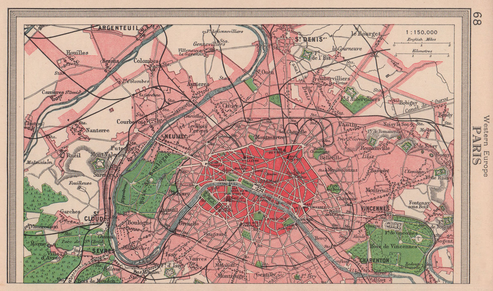 Paris town city plan. BARTHOLOMEW 1949 old vintage map chart