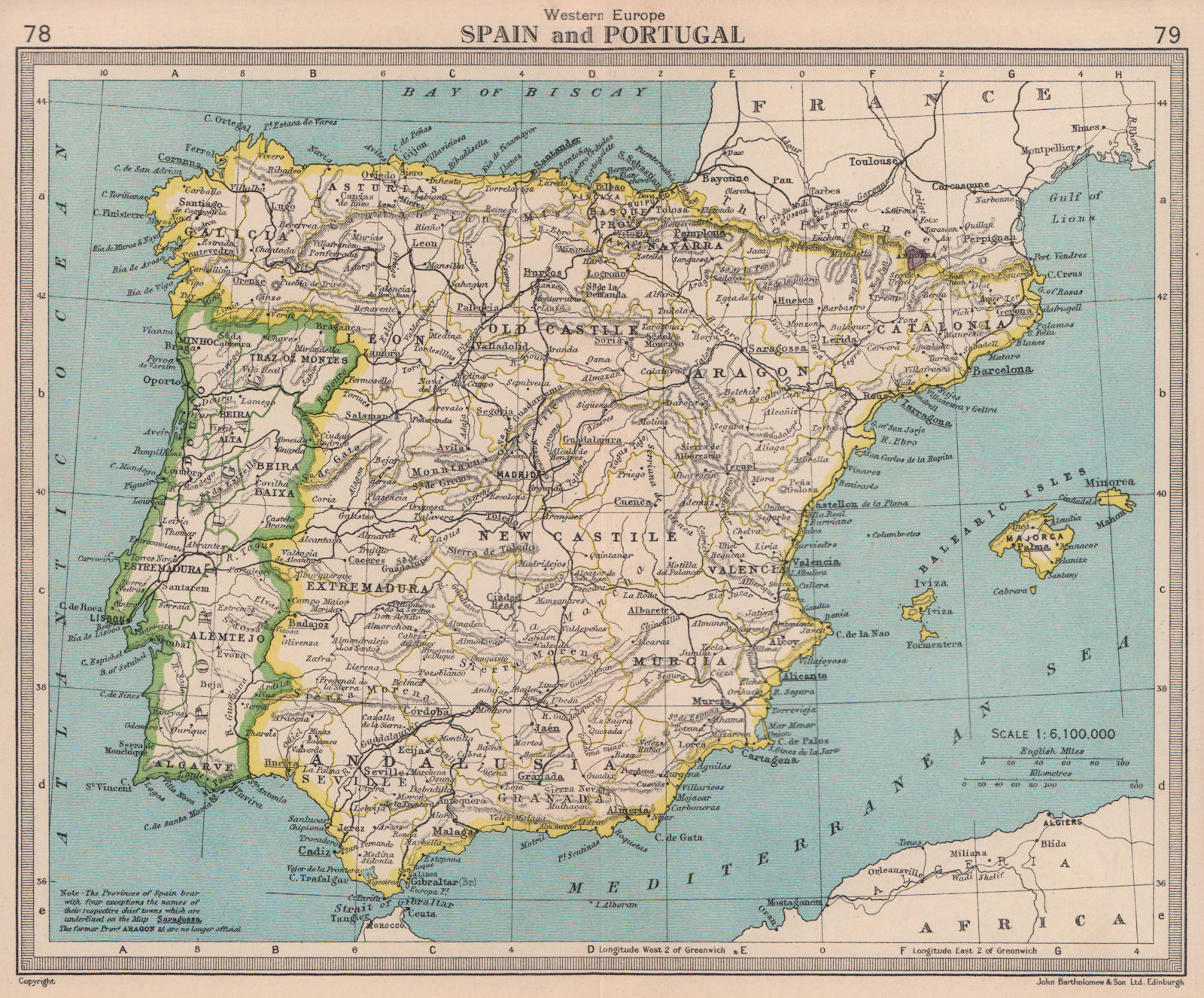Associate Product Spain & Portugal. Iberia. BARTHOLOMEW 1949 old vintage map plan chart