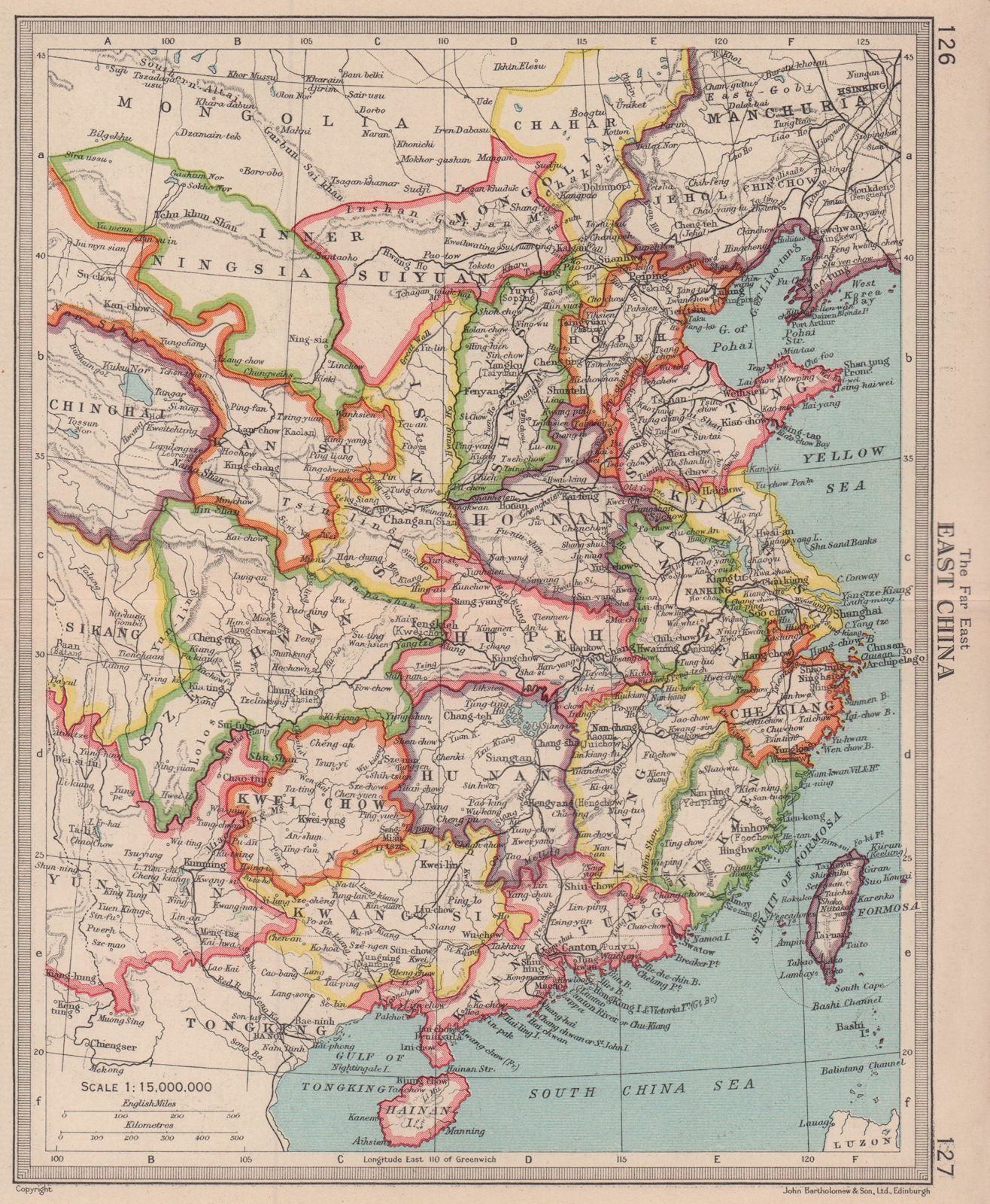 China. BARTHOLOMEW 1949 old vintage map plan chart