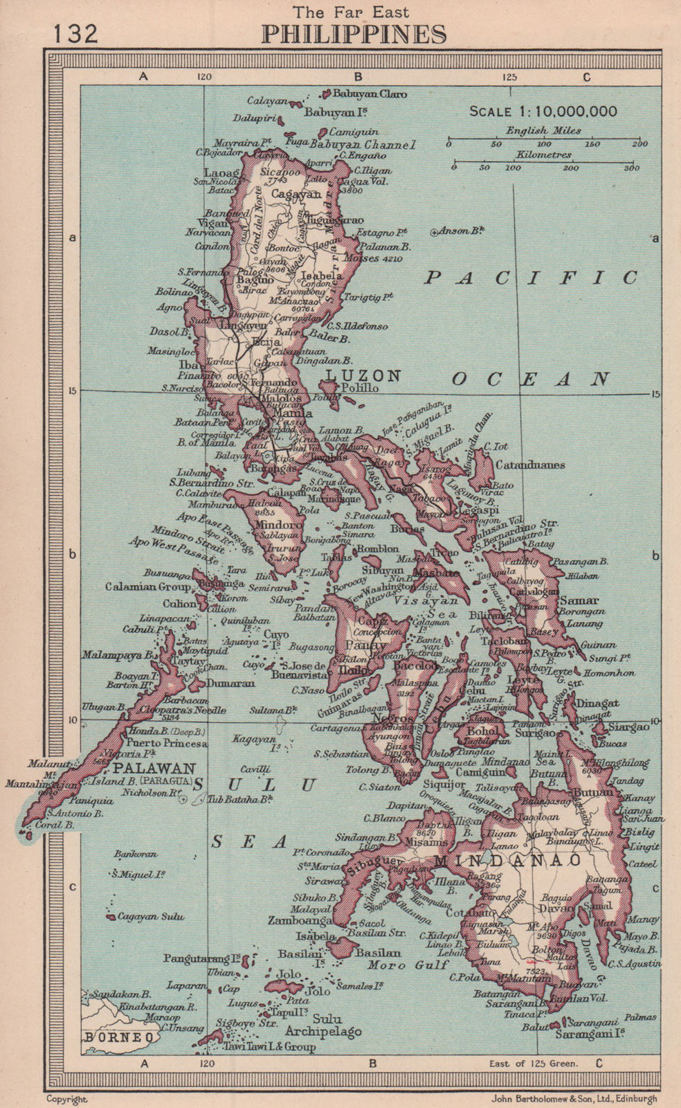Philippines. BARTHOLOMEW 1949 old vintage map plan chart