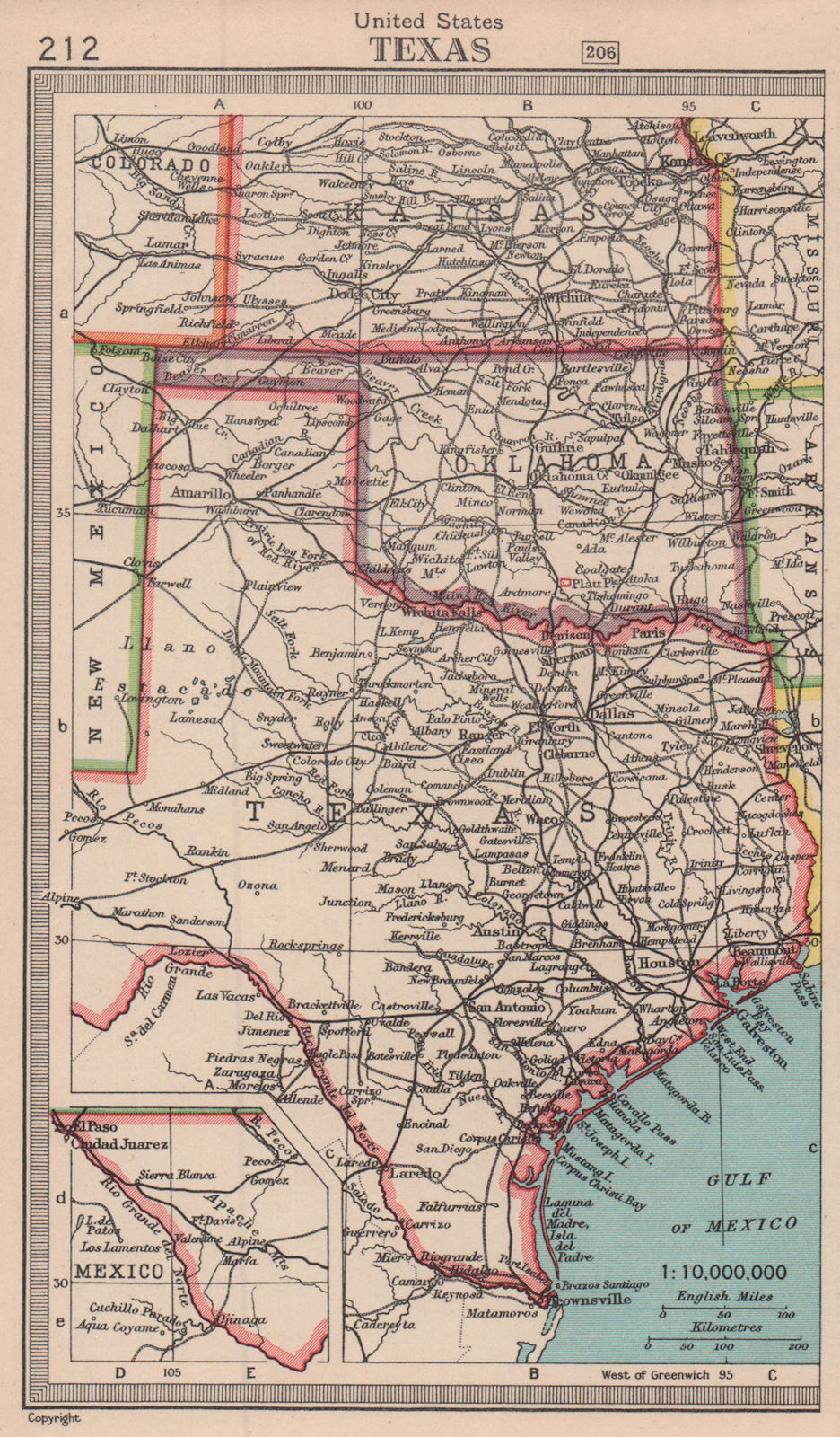 Texas & Oklahoma state maps. BARTHOLOMEW 1949 old vintage plan chart