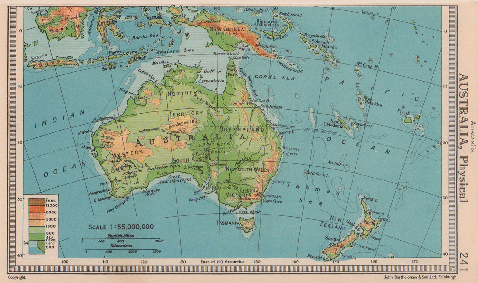 Associate Product Australia Physical. BARTHOLOMEW 1949 old vintage map plan chart