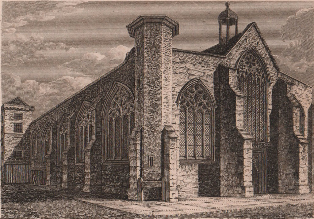 St. Augustines Church, London. Antique engraved print 1817 old
