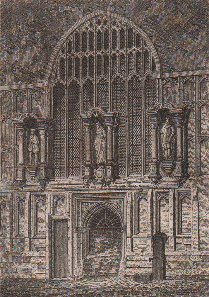 Guildhall Chapel, London. Antique engraved print 1817 old