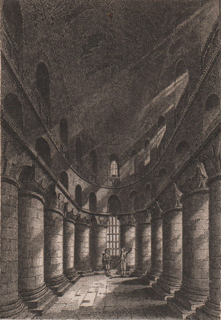 The Chapel in the White Tower, London. Antique engraved print 1817 old