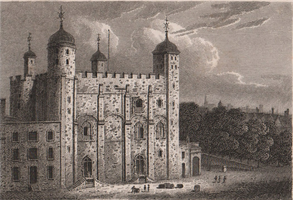 Tower of London. Antique engraved print 1817 old vintage picture