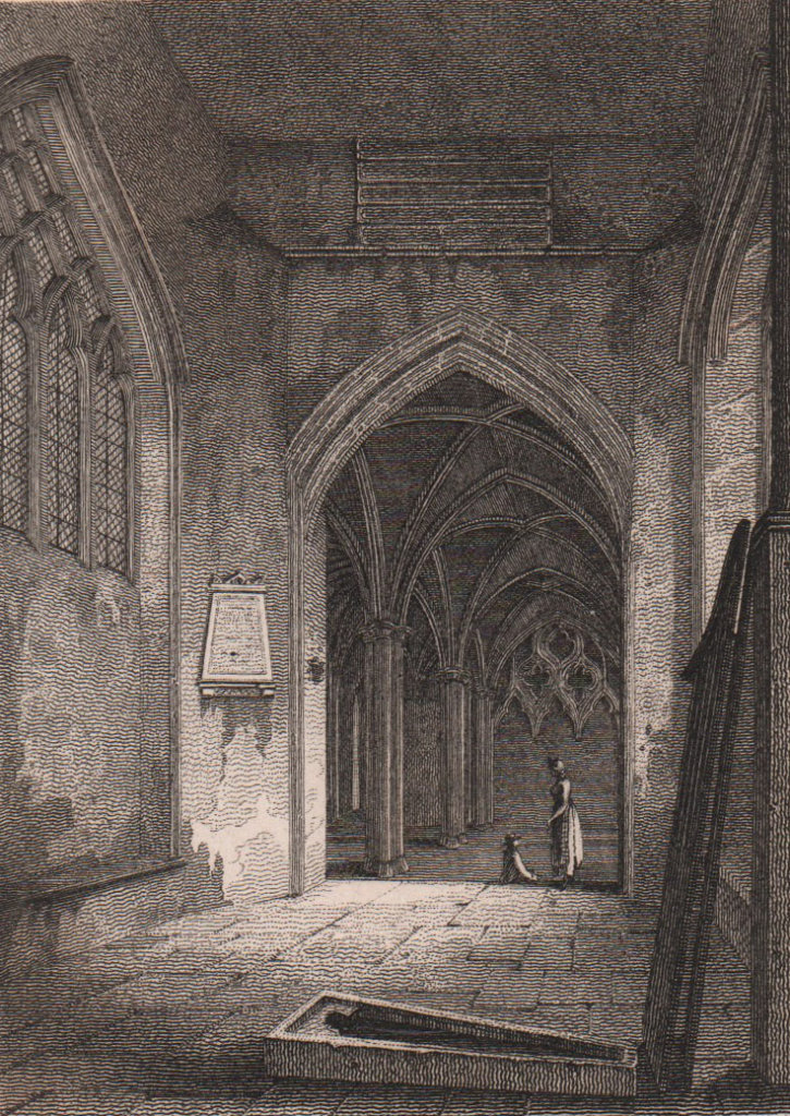 Virgin's Chapel, St. Mary Overie church, Southwark Cathedral. Antique print 1817