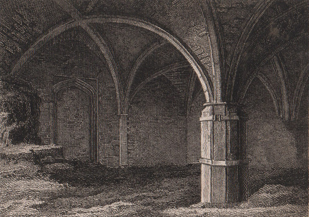 Part of the Priory, St. Mary Overie, Southwark Cathedral. Antique print 1817
