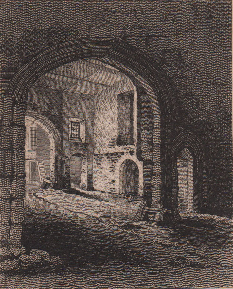 Ancient Gateway, Bermondsey, London. Antique engraved print 1817 old