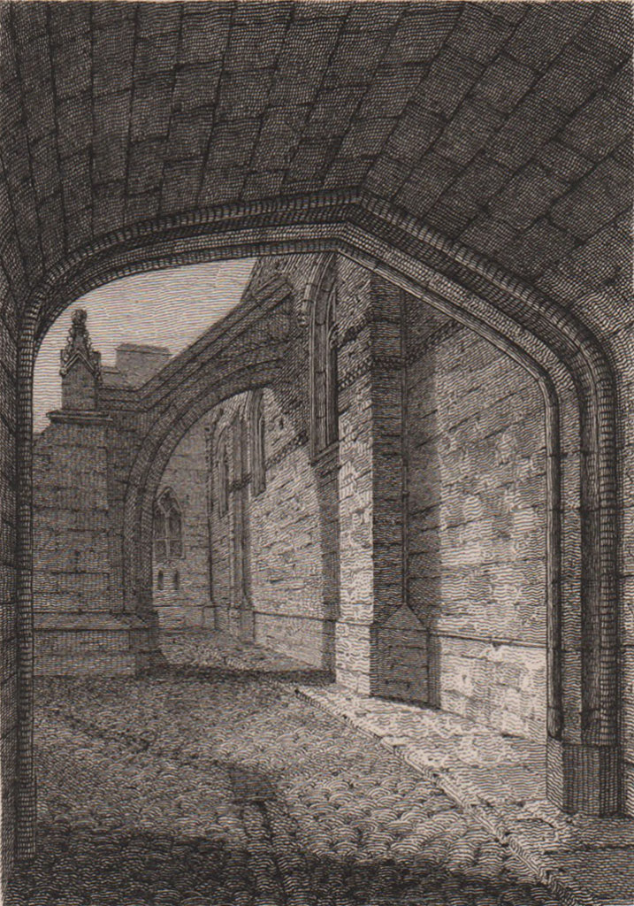 Part of Westminster Hall, London. Antique engraved print 1817 old