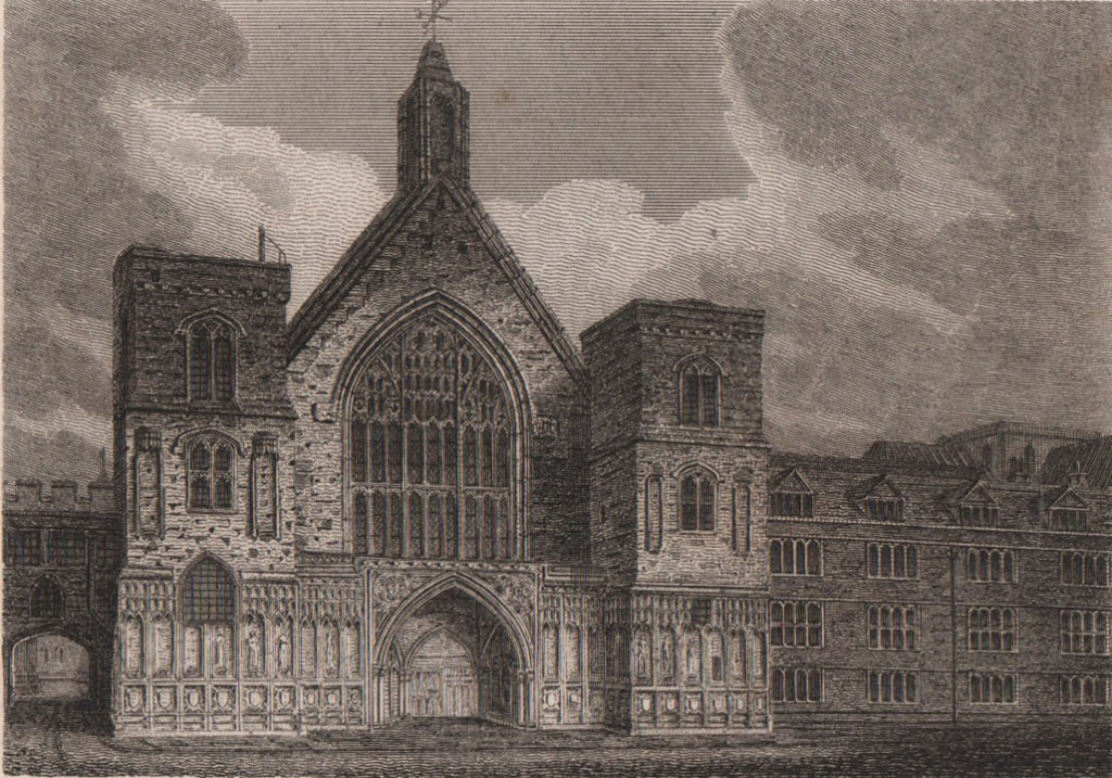 Westminster Hall, London. Antique engraved print 1817 old