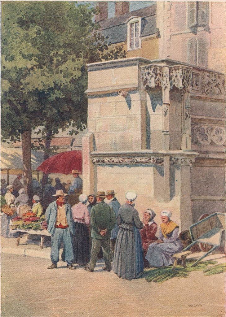 Blois, Louis XII fountain in the marketplace. Alex Murray. Loir-et-Cher 1904