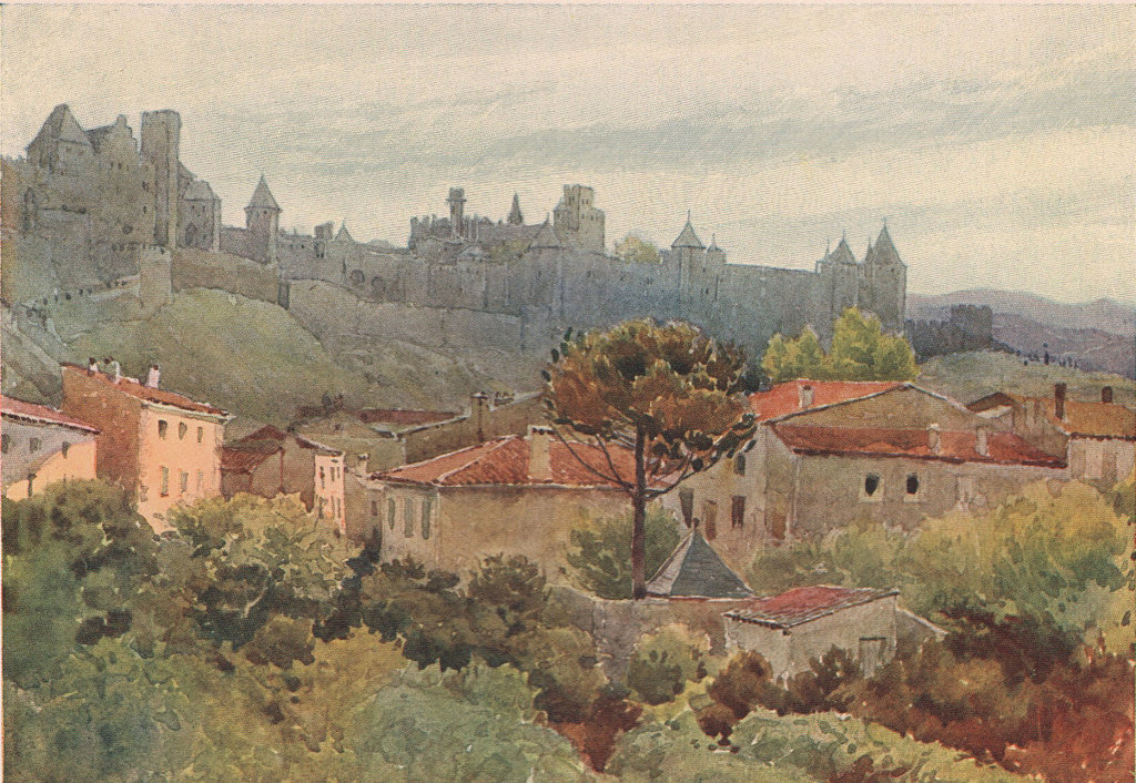 Carcasonne, Cité by Alexander Murray. Aude 1904 old antique print picture