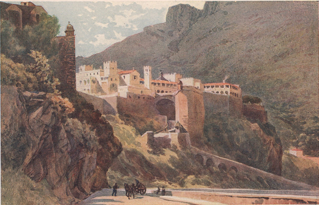 The rock-built town of Monaco by Alexander Murray. Monaco 1904 old print
