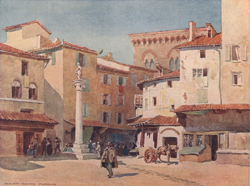 Associate Product Florence, the Mercato Vecchio (since destroyed) by Alexander Murray. Italy 1904