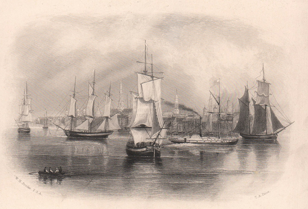 View of Charleston harbour, South Carolina 1863 old antique print picture