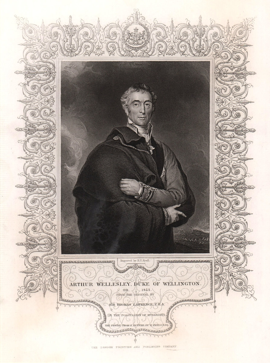Arthur Wellesley, Duke of Wellington. TALLIS c1855 old antique print picture