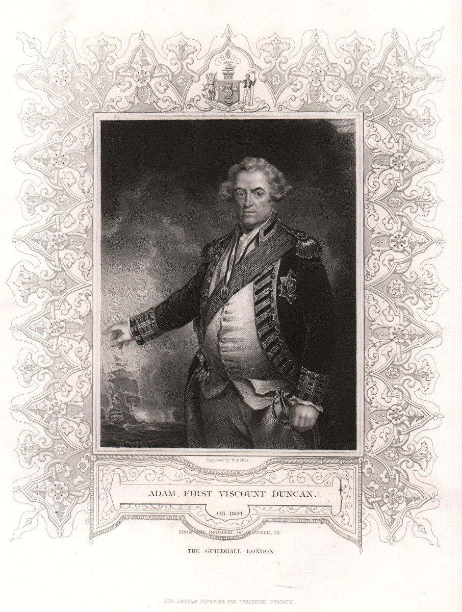 Adam, 1st Viscount Duncan (1731-1804). After Hoppner. TALLIS c1855 old print