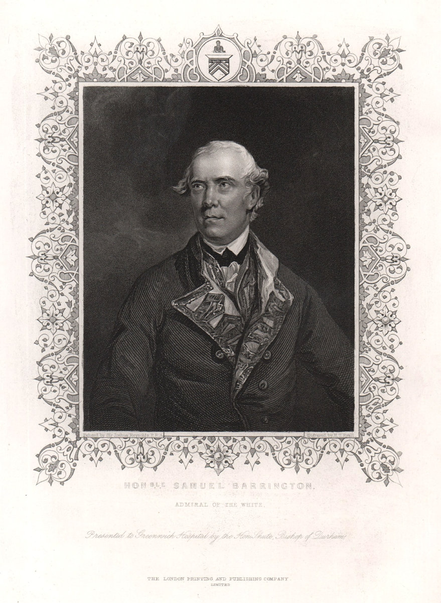 Admiral Samuel Barrington. TALLIS c1855 old antique vintage print picture