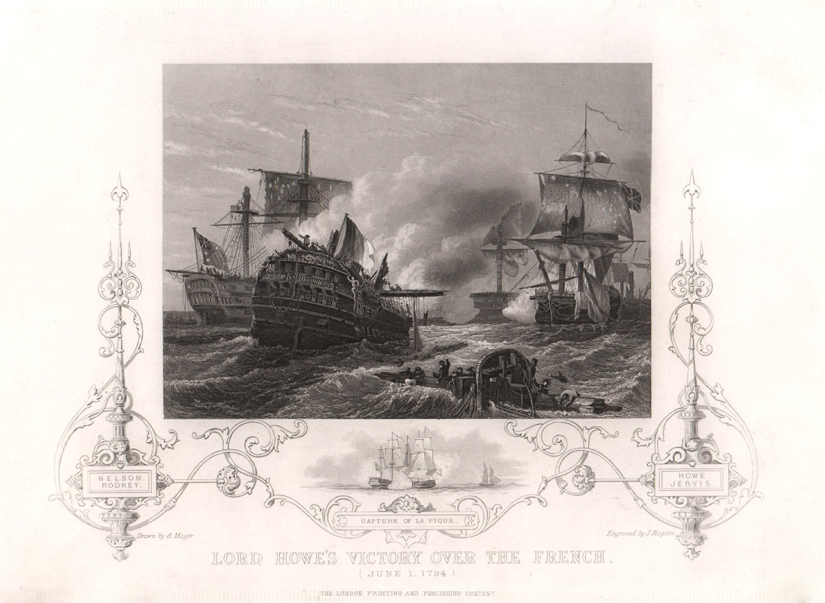 Glorious First of June 1794. Combat de Prairial. Lord Howe victory. TALLIS c1855