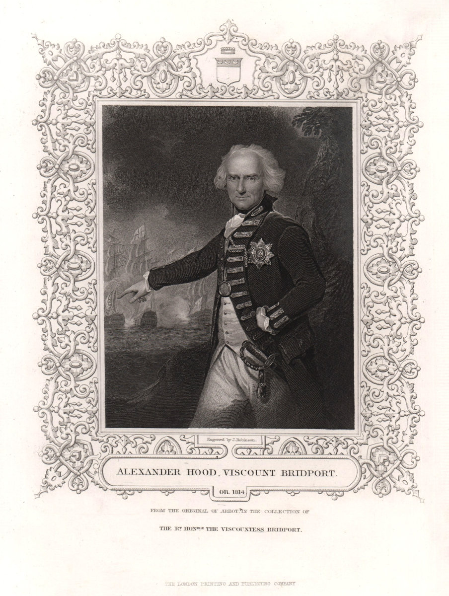 Associate Product Alexander Hood, 1st Viscount Bridport (1726-1814). After Abbot. TALLIS c1855