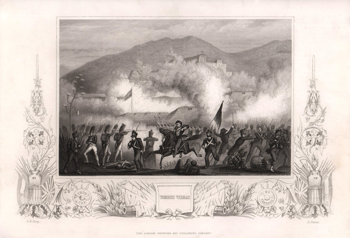 Associate Product Battle of Torres Vedras, Portugal 1846. Built for Peninsula War. TALLIS c1855