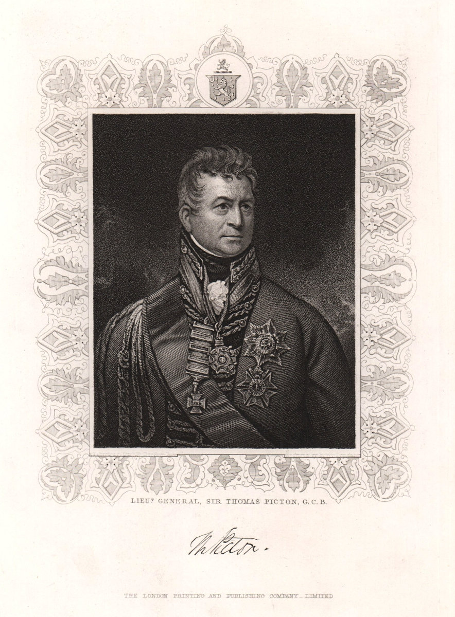 Lieut. General Sir Thomas Picton, G.C.B. Napoleonic Wars. TALLIS c1855 print