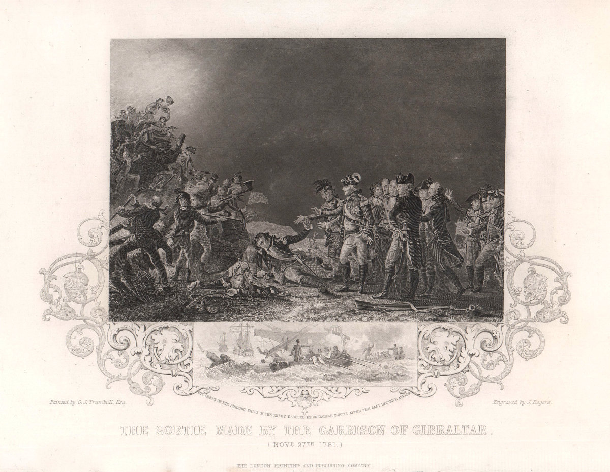 Gibraltar Garrison's sortie November 27th 1781. Great Siege. TALLIS c1855