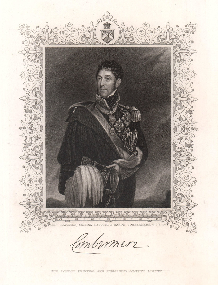 General Stapleton Cotton, Viscount & Baron Combermere. TALLIS c1855 old print