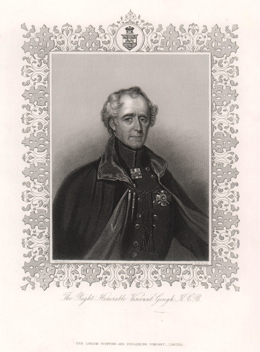Hugh Gough, 1st Viscount Gough, K.C.B. TALLIS c1855 old antique print picture