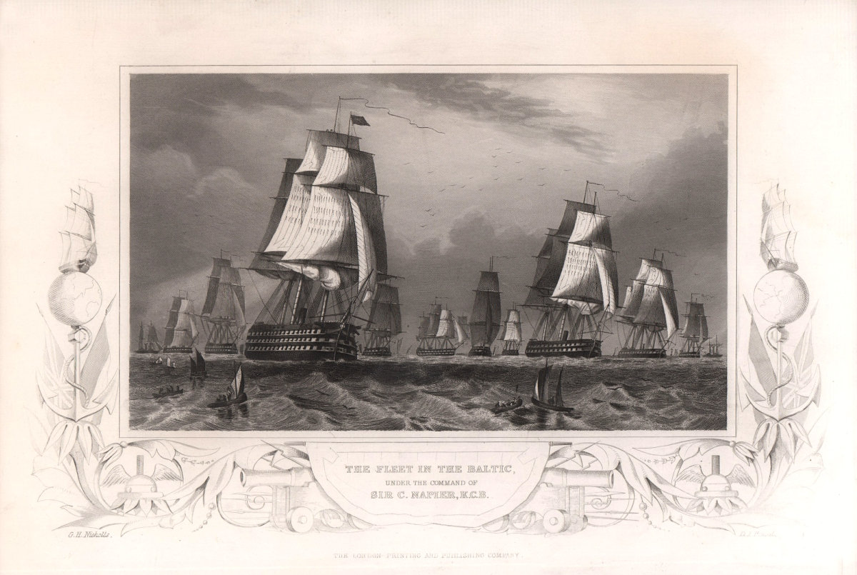CRIMEAN WAR. The Baltic Fleet commanded by Sir Charles Napier. Royal Navy c1855