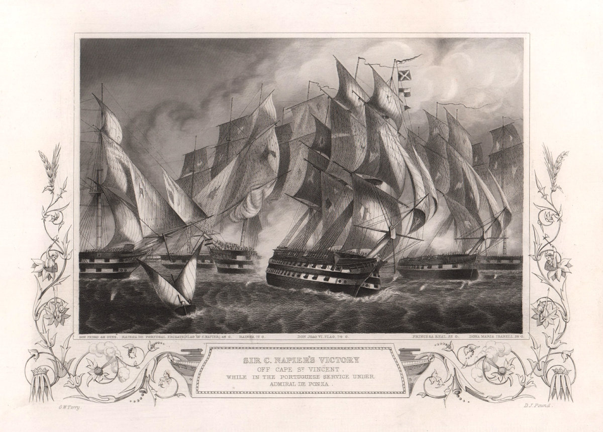 Battle of Cape St. Vincent 1833. Charles Napier. Ponza. Portugal. TALLIS c1855