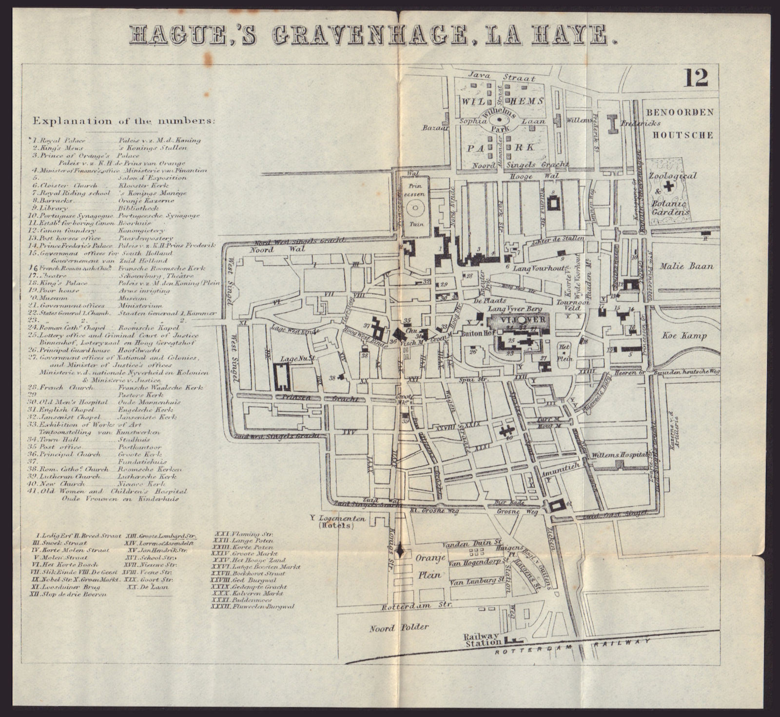THE HAGUE DEN HAAG 'S-GRAVENHAGE LA HAYE. Town plan city map. BRADSHAW 1892