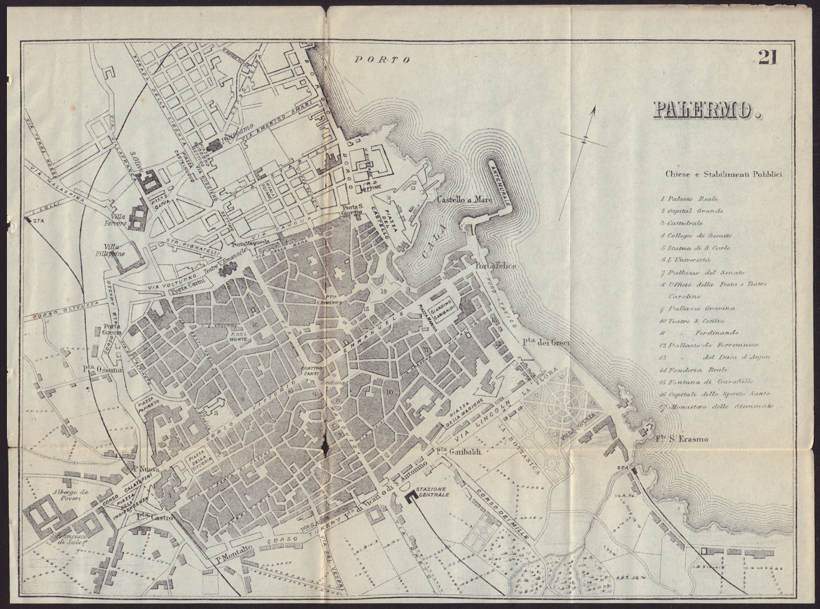 Associate Product PALERMO antique town plan city map. Italy. BRADSHAW 1892 old chart