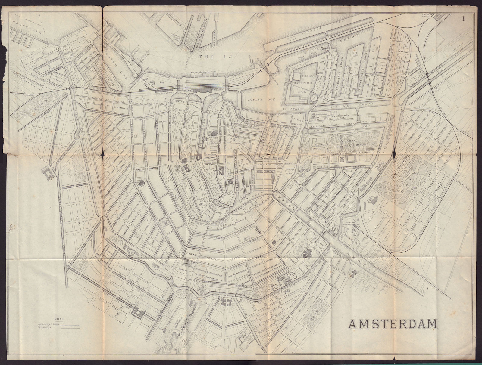 AMSTERDAM antique town plan city map. Netherlands. BRADSHAW 1893 old