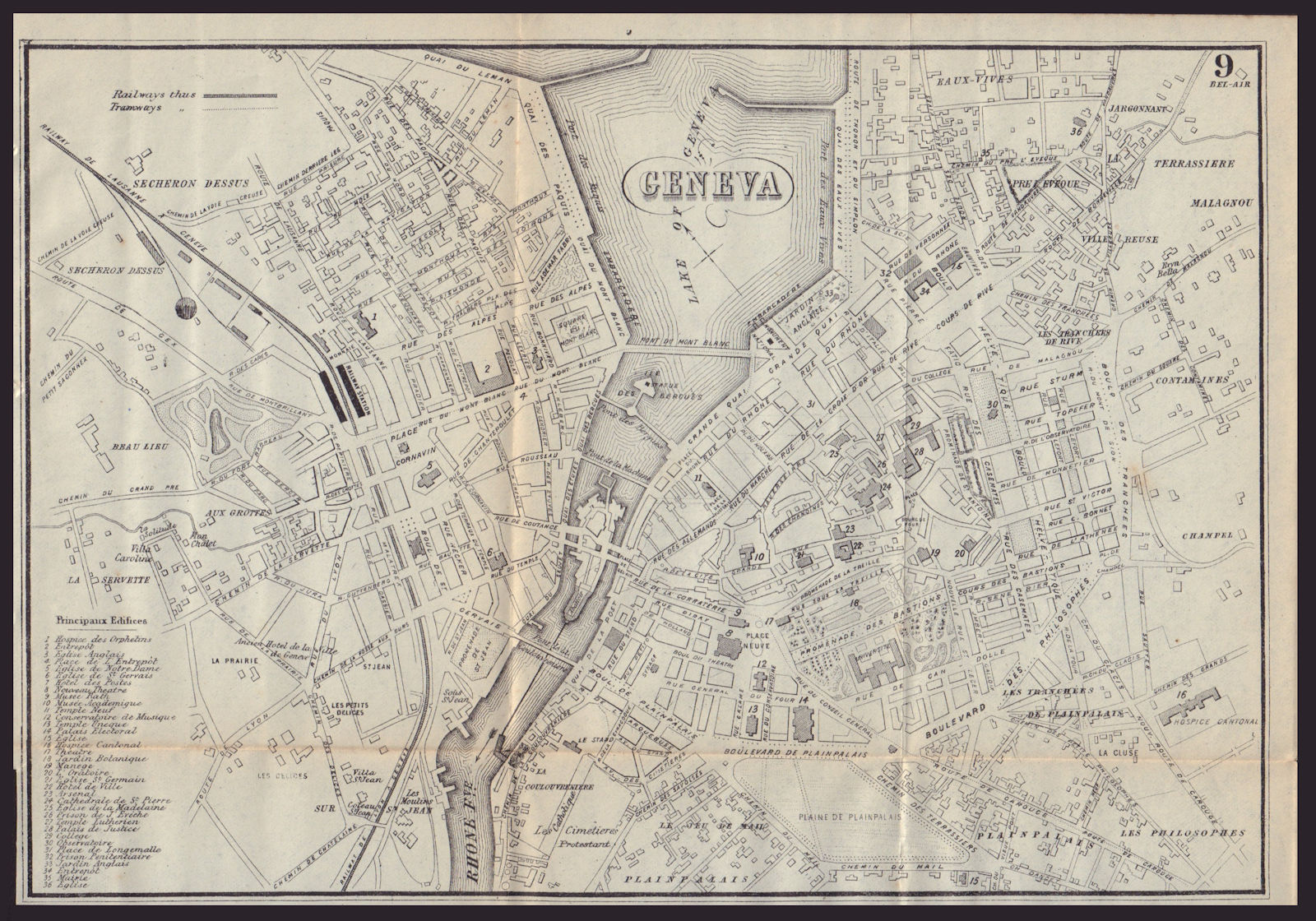 Associate Product GENEVA GENÈVE GENF antique town plan city map. Switzerland. BRADSHAW 1893