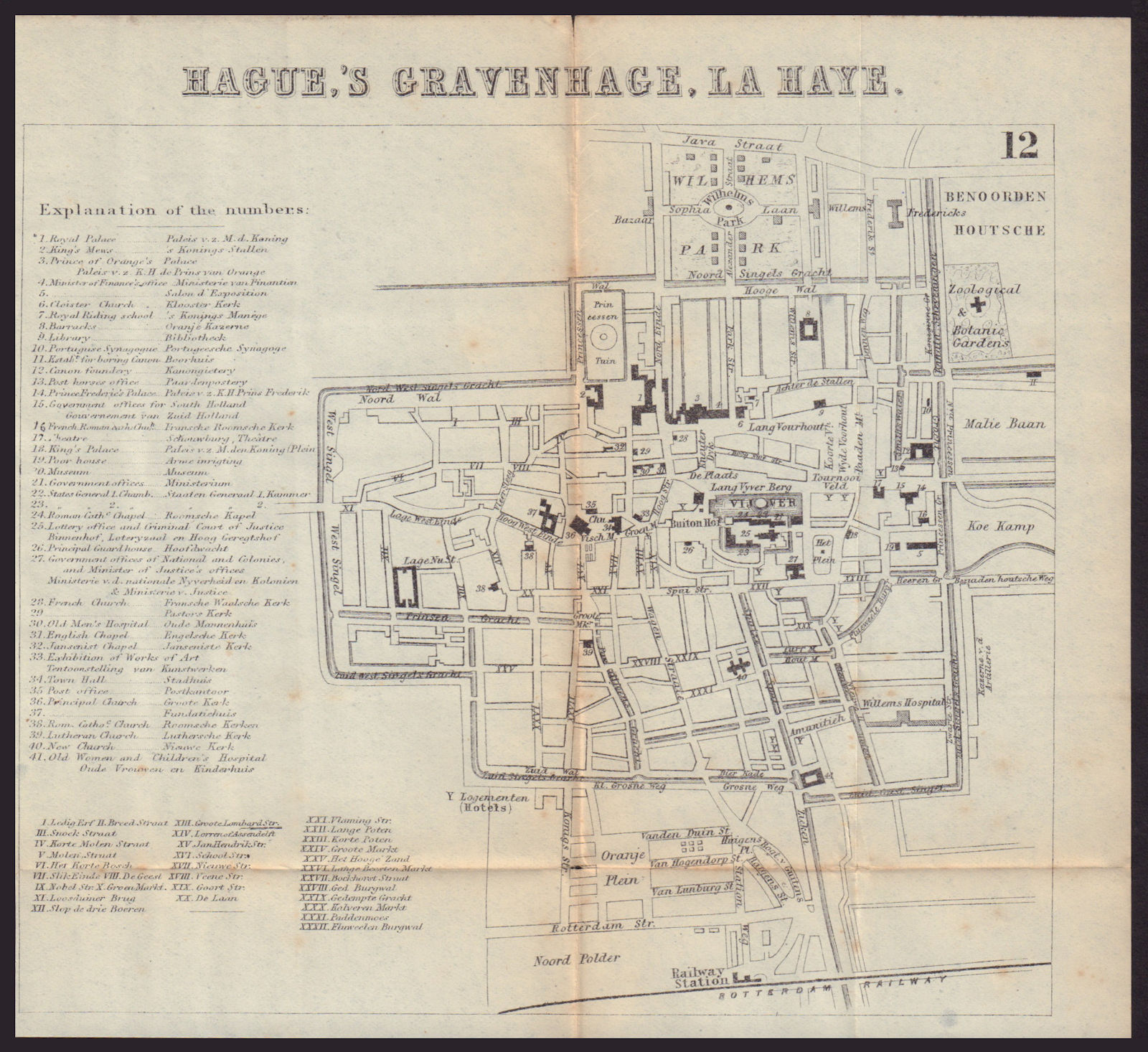 THE HAGUE DEN HAAG 'S-GRAVENHAGE LA HAYE. Town plan city map. BRADSHAW 1893