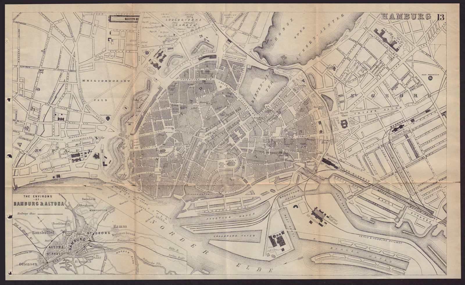 Associate Product HAMBURG antique town plan city map. Germany. BRADSHAW 1893 old